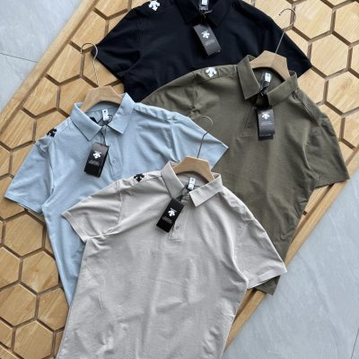 High Quality Descente Polo Shirt Black Breathable Luxury