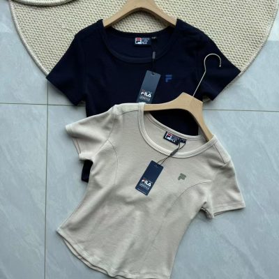 High Quality Fila Short Sleeves Navy Knit Casual Style