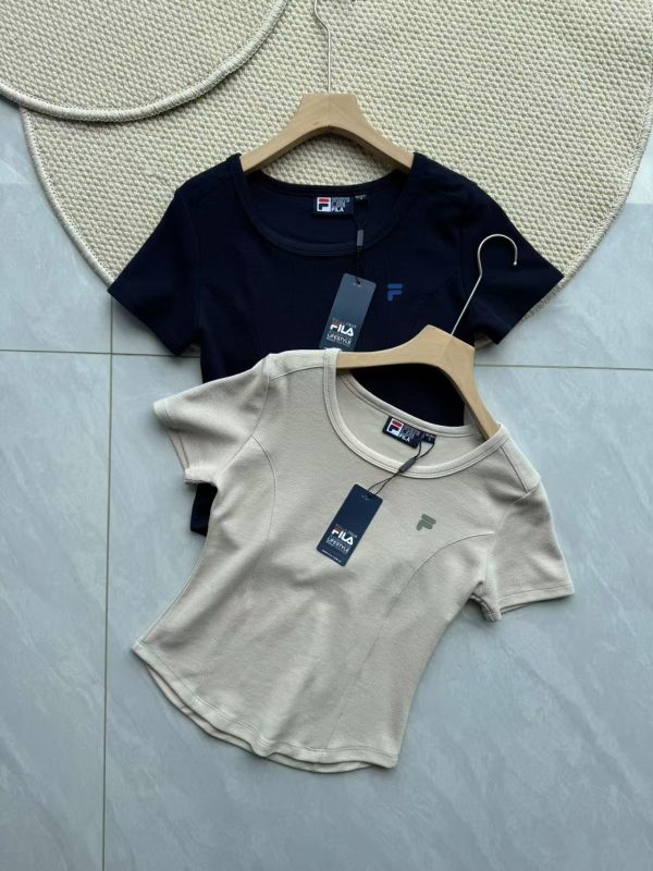 High Quality Fila Short Sleeves Navy Knit Casual Style