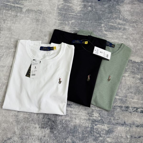 Luxury Ralph Lauren Short Sleeves Black Cotton Embroidered Style
