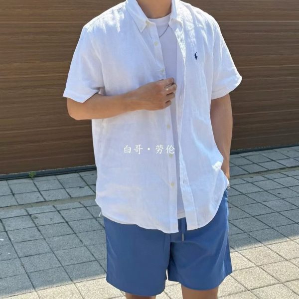Premium Quality Ralph Lauren Shirt White Cotton Classic Luxury