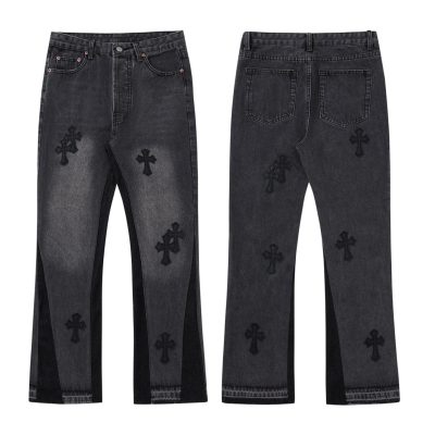 Premium Chrome Hearts Jeans Leather Retro Style