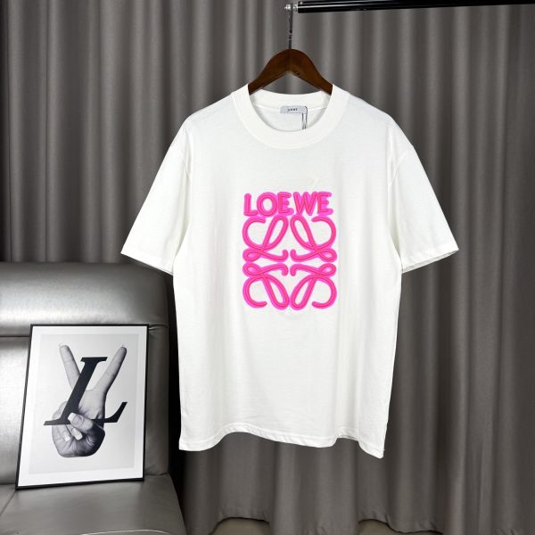 Premium Quality Loewe Short Sleeves Pink Cotton Classic Luxury