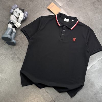 Best Selling Burberry Short-Sleeved T-Shirts Black Cotton Embroidered Collection