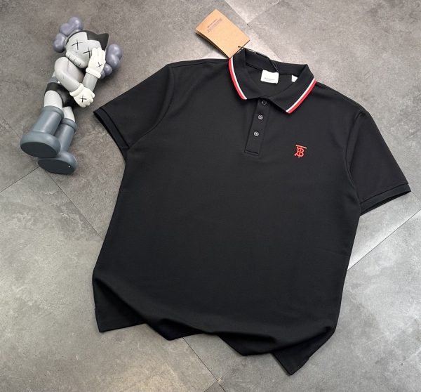 Best Selling Burberry Short-Sleeved T-Shirts Black Cotton Embroidered Collection