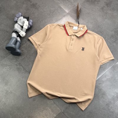 Premium Burberry Short-Sleeved T-Shirts Black Cotton Embroidered Collection