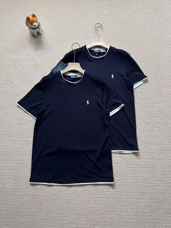Premium Quality Ralph Lauren Short Sleeves Navy Cotton Embroidered Luxury