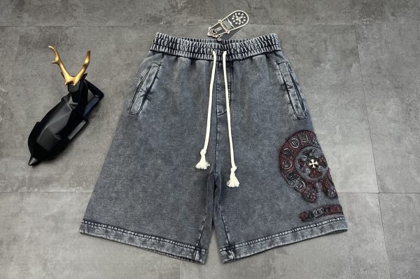 Best Selling Chrome Hearts Shorts Gray Denim Patchwork Style