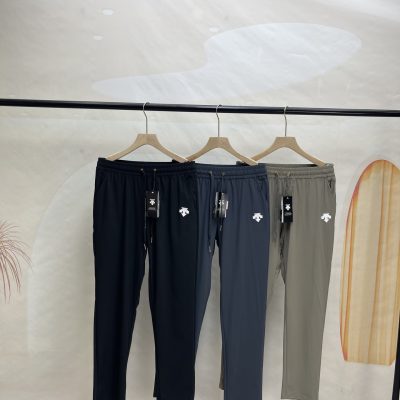 Premium Quality Descente Pants Black Linen Classic Luxury