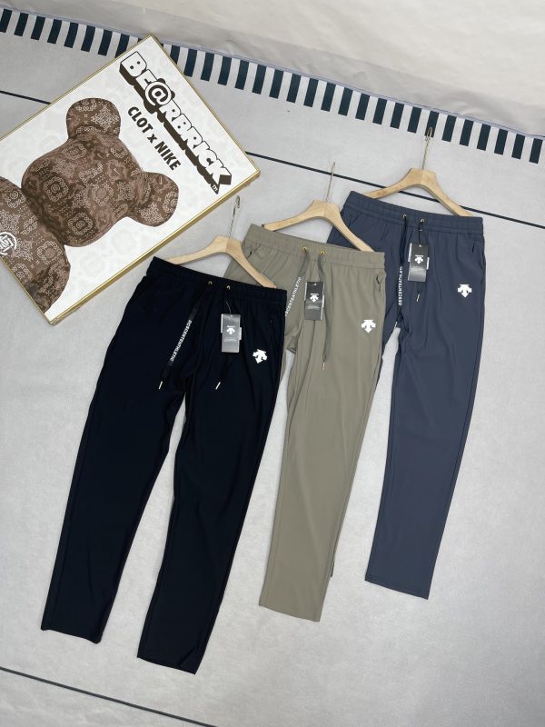 High Quality Descente Pants Black Linen Classic Style
