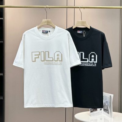 High Quality Fila Short Sleeves Black Cotton Print Luxury
