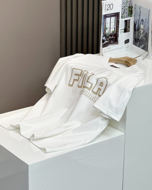 Premium Fila Short Sleeves Black Cotton Print Style