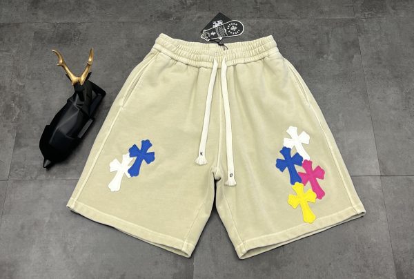 Premium Chrome Hearts Shorts Silver Cotton Embroidered Style