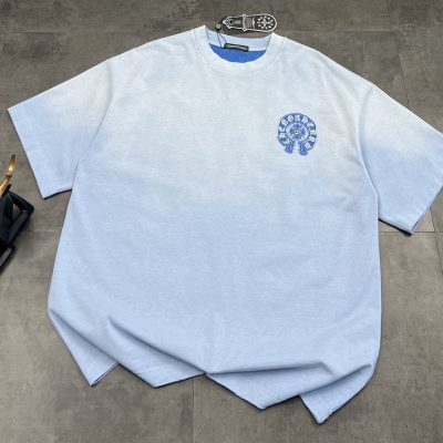 Premium Chrome Hearts Short Sleeves Sky Cotton Washed Style