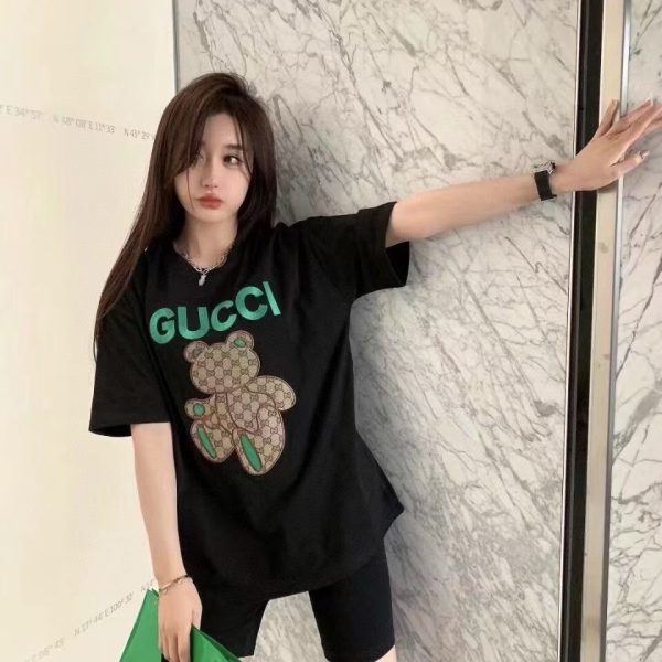 Luxury Gucci Short-Sleeved Shirt Green Cotton Embroidered Collection
