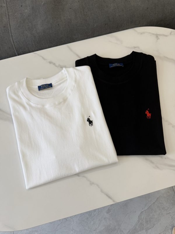 Premium Quality Ralph Lauren Short Sleeves Black Cotton Embroidered Style