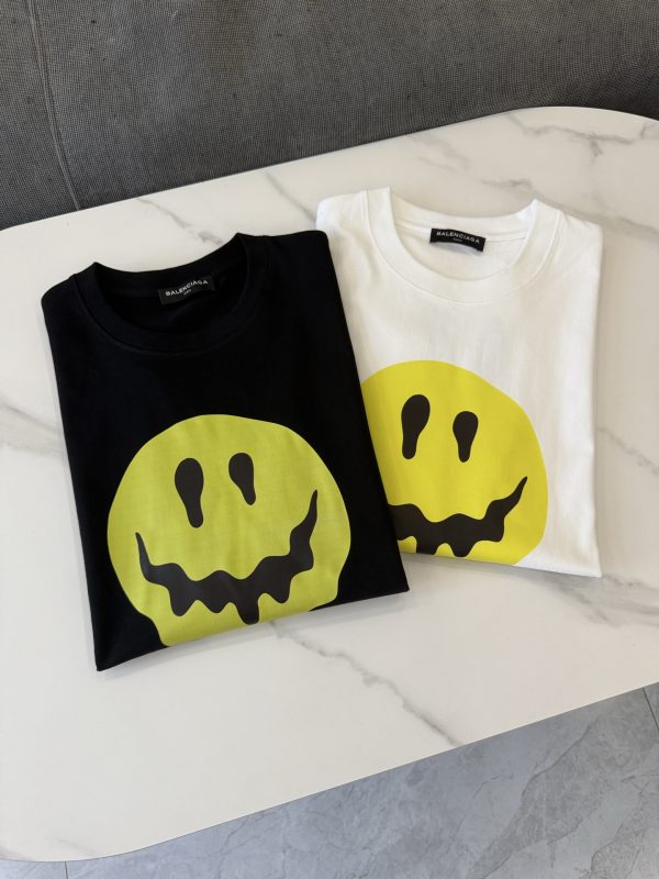 Luxury Balenciaga Short Sleeves Black Cotton Print Luxury