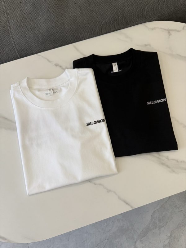 Premium Quality Salomon Short Sleeves Black Silk Logo Style