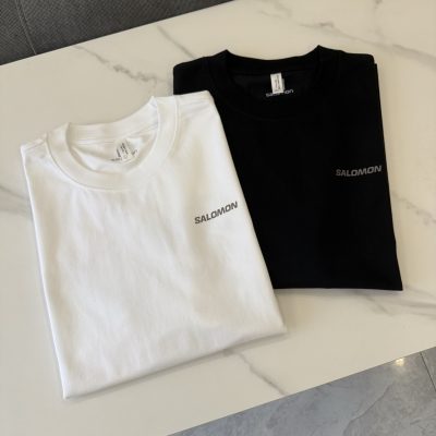 High Quality Salomon Short Sleeves Black Silk Logo Luxury