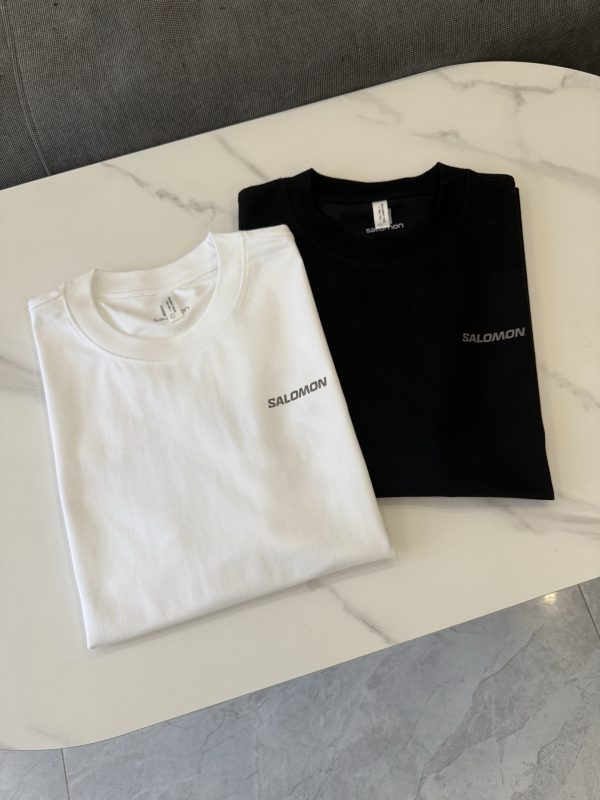 High Quality Salomon Short Sleeves Black Silk Logo Luxury