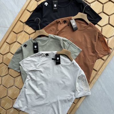 Luxury Descente Short-Sleeved Shirts Black Cotton Breathable Luxury