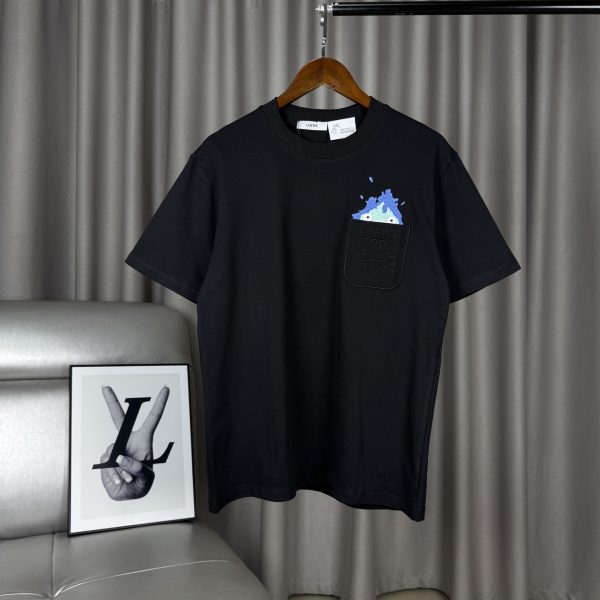 Premium Loewe Short Sleeves White Cotton Logo Collection
