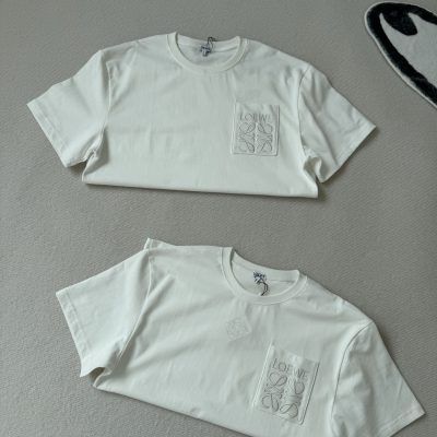 Premium Quality Celine Short Sleeves White Cotton Embroidered Luxury
