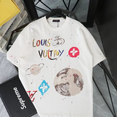 Best Selling Louis Vuitton Short-Sleeved Shirt Black Leather Print Collection