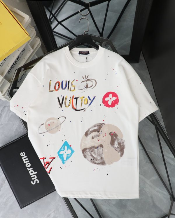 Best Selling Louis Vuitton Short-Sleeved Shirt Black Leather Print Collection
