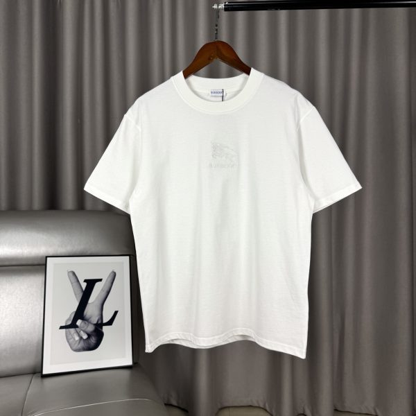 Premium Burberry Short Sleeves Black Cotton Solid Style