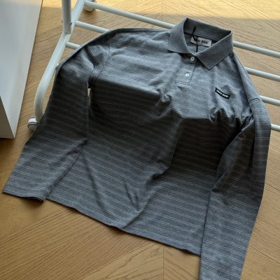 High Quality Miu Miu Long Sleeve Gray Cotton Striped Collection