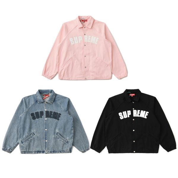 Premium Coach Coat Black Denim Logo Collection