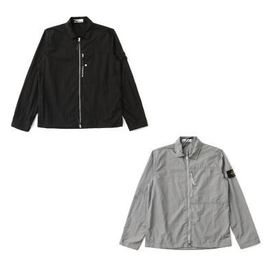 Premium Quality Stone Island Long Sleeves Black Nylon Solid Collection