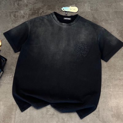 Best Selling Chrome Hearts Short Sleeves Black Cotton Washed Luxury