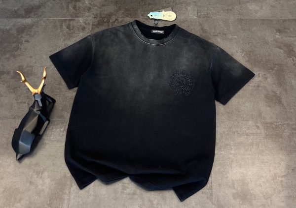 Best Selling Chrome Hearts Short Sleeves Black Cotton Washed Luxury