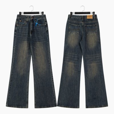 High Quality Balenciaga Jeans Orange Cotton Washed Luxury