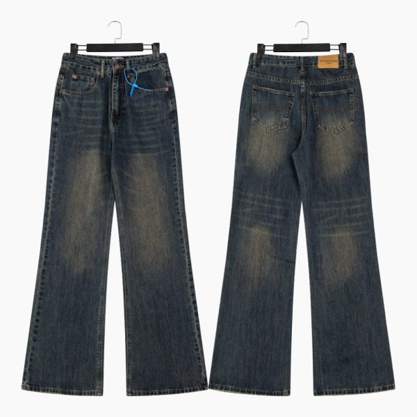 High Quality Balenciaga Jeans Orange Cotton Washed Luxury
