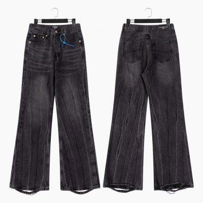 Premium Balenciaga Jeans White Leather Washed Style