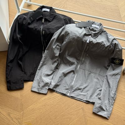 Premium Stone Island Long Sleeves Black Nylon Solid Collection