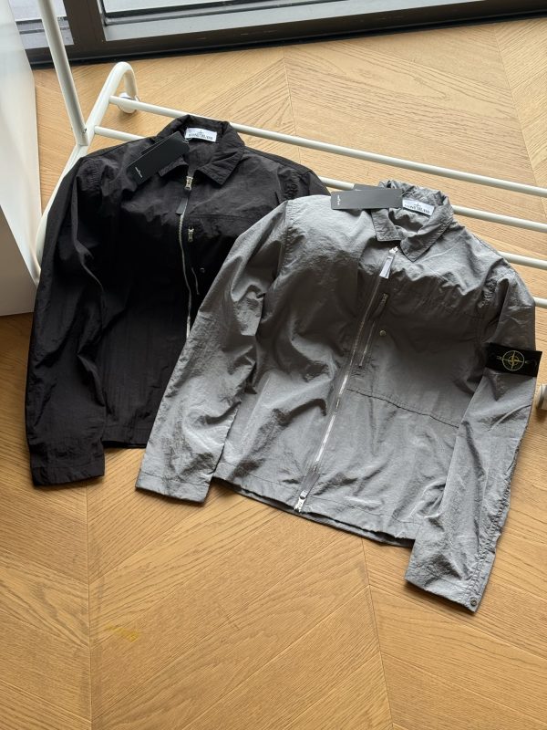 Premium Stone Island Long Sleeves Black Nylon Solid Collection