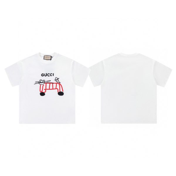 Best Selling Gucci Short-Sleeved Shirt White Cotton Print Style