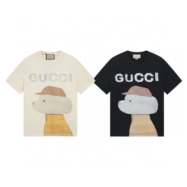 High Quality Gucci Short-Sleeved Shirt Black Cotton Print Style