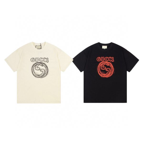 Luxury Gucci Short-Sleeved Shirt Black Cotton Embroidered Style