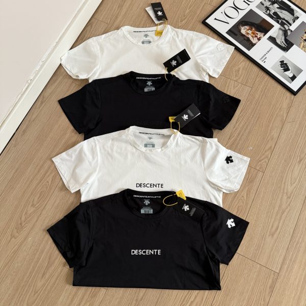 Best Selling Descente Short Sleeves Black Polyester Classic Luxury