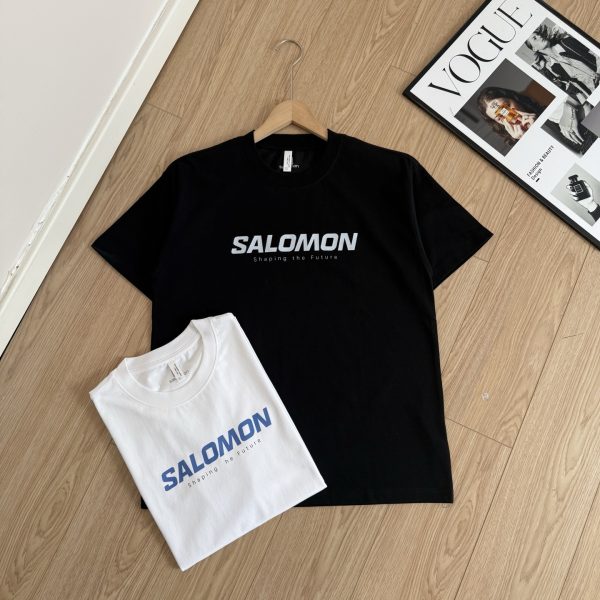 Premium Salomon Short Sleeves Black Silk Solid Style
