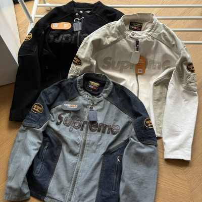 High Quality Supreme Coat Black Cotton Logo Collection