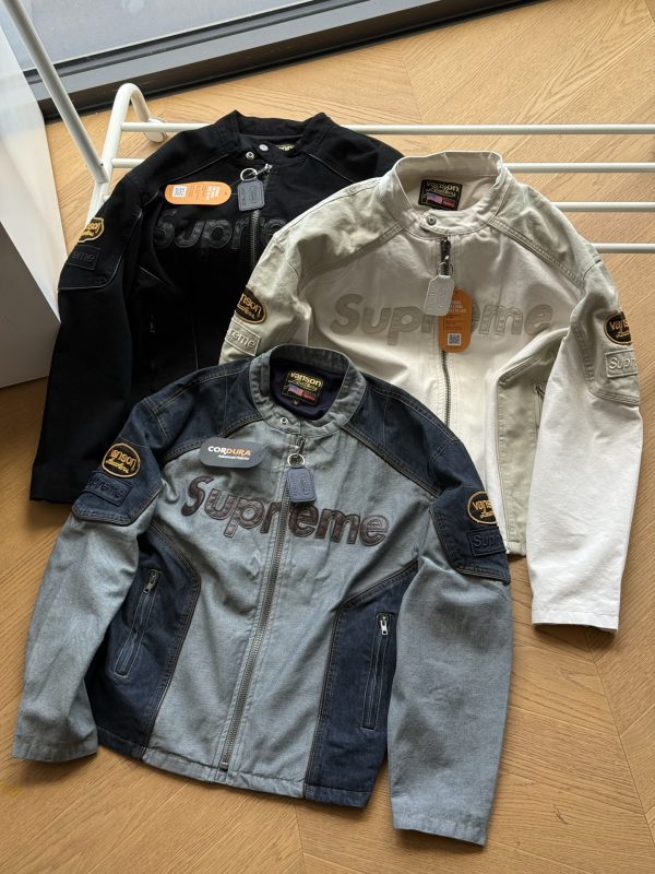 High Quality Supreme Coat Black Cotton Logo Collection