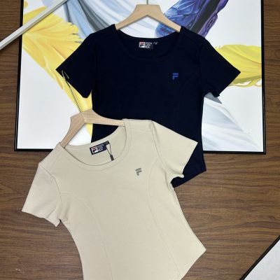 Premium Fila Short Sleeves Navy Cotton Casual Luxury