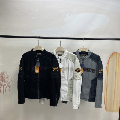 Premium Supreme Coat Black Cotton Logo Style
