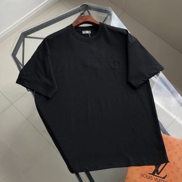 Best Selling Dior Short Sleeves Black Cotton Embroidered Luxury